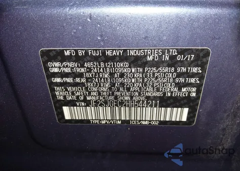 2017 Subaru Forester 2.0Xt Premium z USA, uszkodzony, nr VIN JF2SJGEC2HH544211